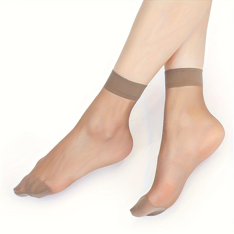 10 Pairs Women's Ultra-Thin Sheer Stockings - Lightweight Durable Summer Socks, Multi-Color Short Tube Crystal Clear Tights, for Casual & Formal Wear