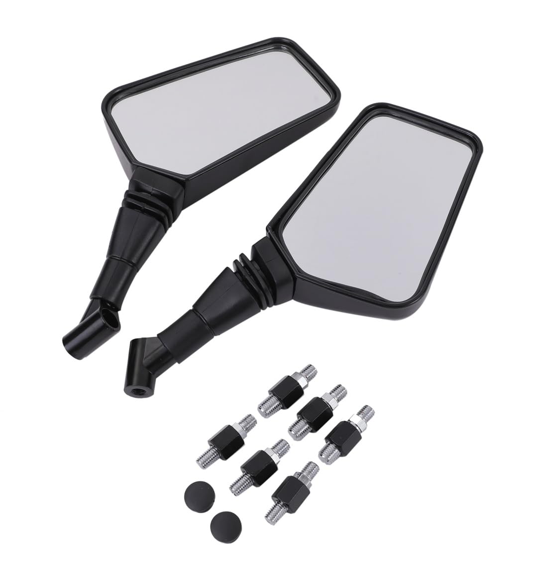 

Custom Motorcycle Mirrors and Right with 8mm and 10mm Mounting Screws and Adapters Universal Fit for Super and Other Scooters (Left Set) Included. чёрный