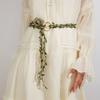 Wooden Ring Buckle Rattan Leaf Belt Boho Style Linen Rope Belt  For Wedding Dress