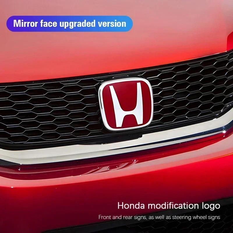 Car Steering Wheel Front Grille Trunk Badge Stickers Accessories For Honda 10th 11th Gen Civic 8-10th Gen Accord 2006-2022 CRV
