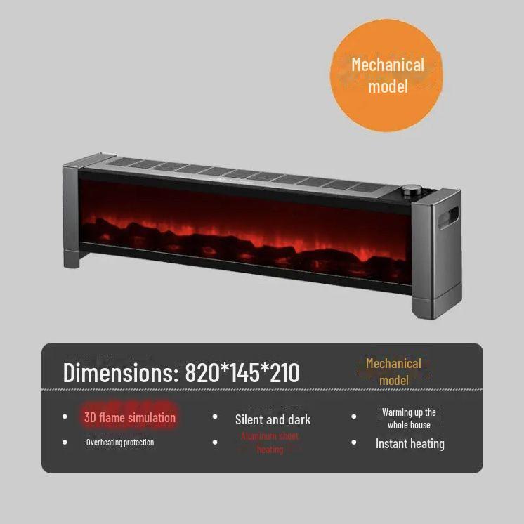 

Yangzi 3D Flame Плинтусный нагреватель: Электрический вентилятор Quick-Heat для ванной комнаты и дома
