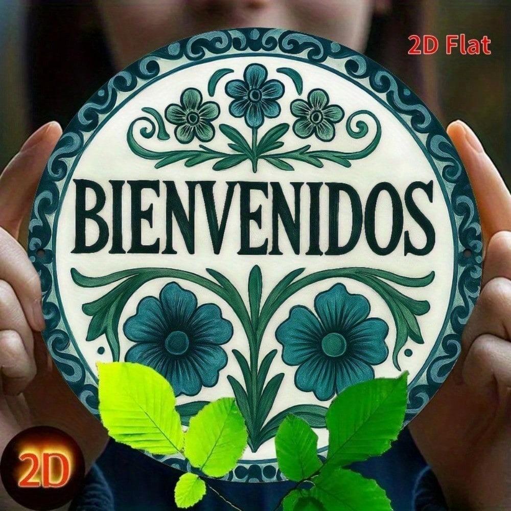 Metal Tin Sign Spanish Quote Bienvenidos Wall Art Elegant Floral Home Decor Office Gift