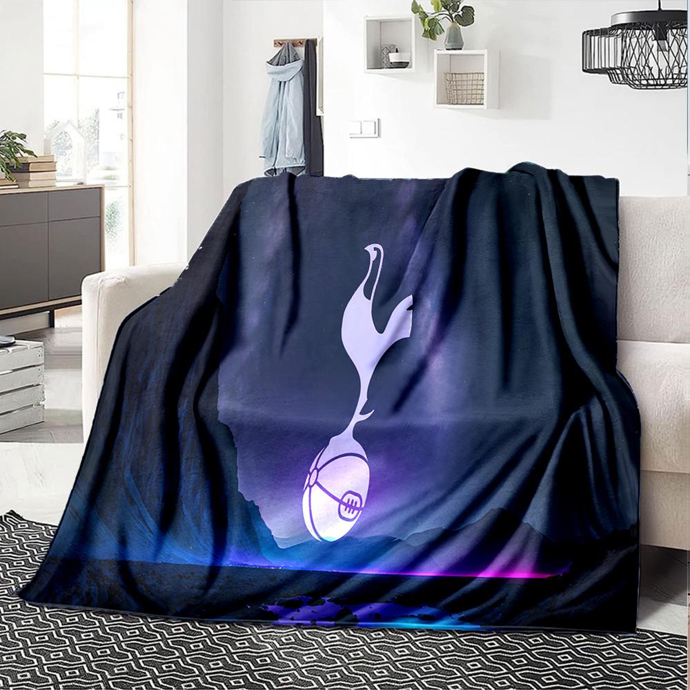 Tottenham Wappen Design Flanelldecke, Weiches Polyester, Modernes Design, Ganzjahres- für Camping, Reisen, Geschenke für Feiertage oder Geburtstage