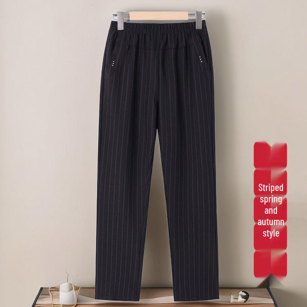 2025 High-Waisted Straight-Leg Pants for Mothers and Grandmothers, Plus Velvet, Thickened for Winter