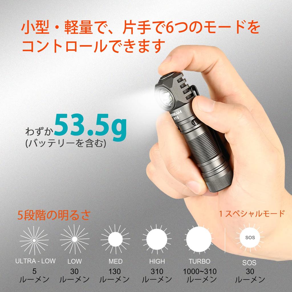 ACEBEAM H16 LED 1000 High AA Battery Compact IP68 Waterproof and 6 Lighting SOS Magnetic Perfect for Emergency Outdoor and Power Outages