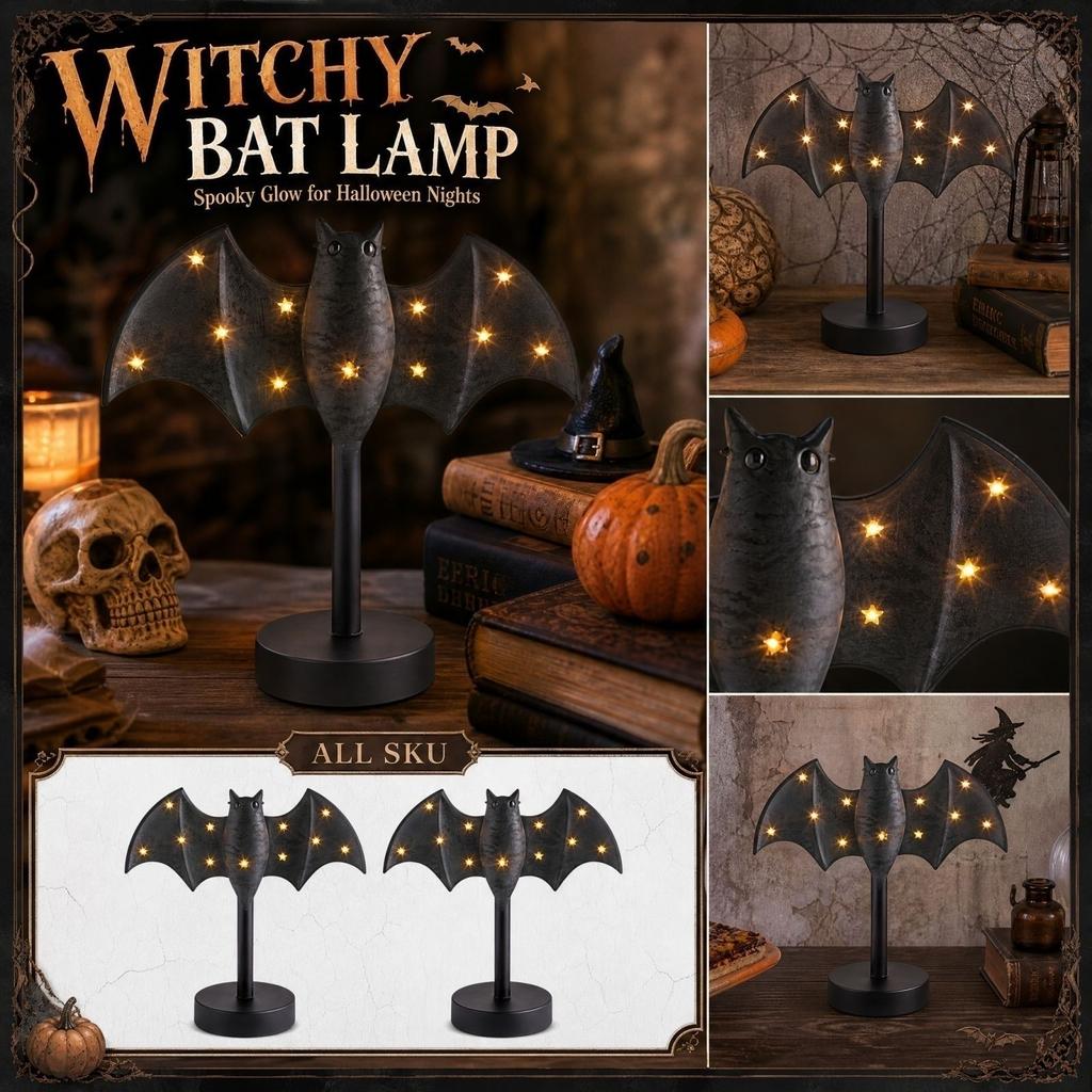 Halloween Witch Desk Lamp and Candle Holder Set - 2 Piece Tabletop Decorations for Home Decor