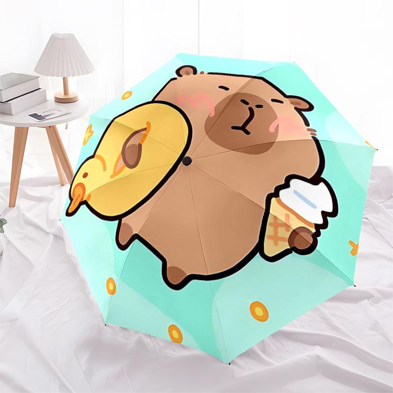1pc Capybara Fashionable Automatic Opening/Closing Folding Umbrella with 8 Bones, Windproof Portable, Daily Use049