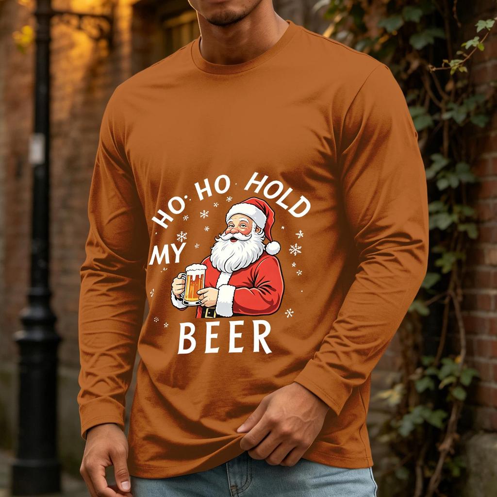 Men's Christmas Casual Long Sleeve Neck T-Shirt