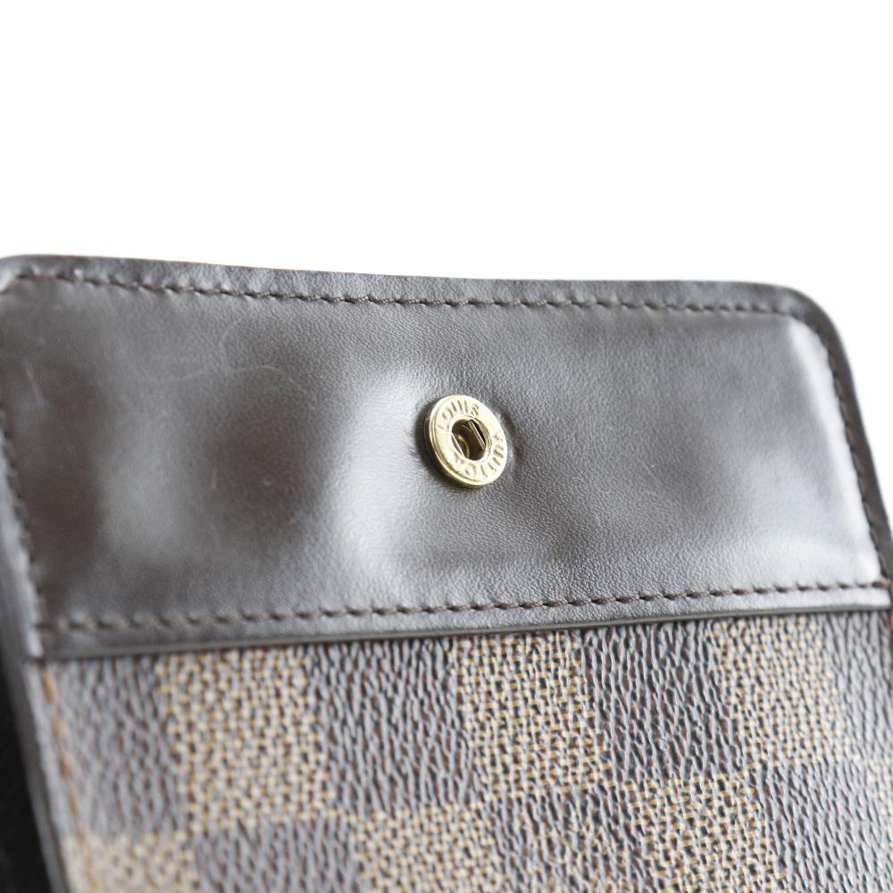 Louis Vuitton Compact Zip Bi-Fold Wallet M61668 Brown Damier Canvas Women Used