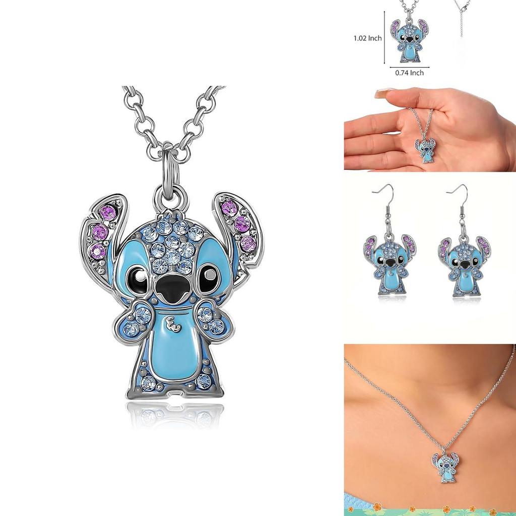 Lilo Stitch Fashion Jewelry Alloy Chain With Rhinestones For Casual Gift