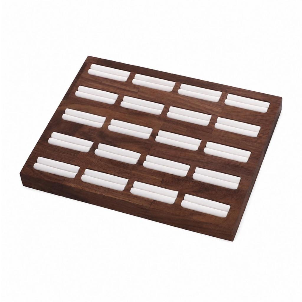 Bandeja para Joyas de Madera de Nogal con Ranuras de Terciopelo Compacta Pantalla de Pulseras Suave