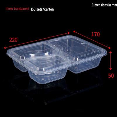 Ronghe 1000ml Square Disposable 3-Compartment Meal Prep Containers