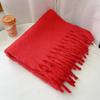 Versatile soft waxy solid color imitation cashmere fringed scarf women's winter lengthened warm thickened scarf shawl