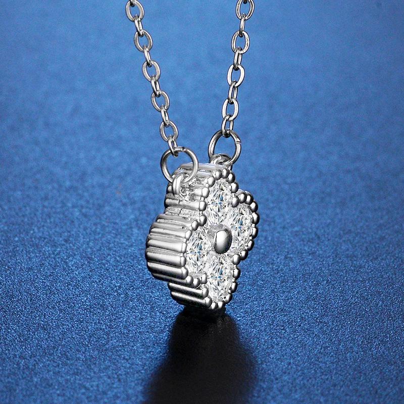 Elegant Moissanite Four-Leaf Clover Pendant Necklace - S925 Sterling Silver