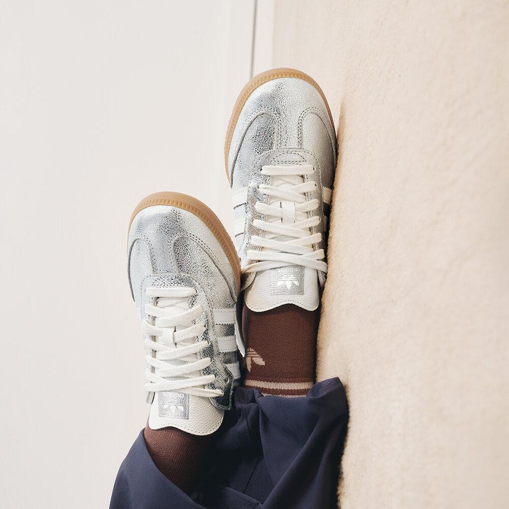 adidas Samba OG Silver Metallic Cracked Leather (Women's)