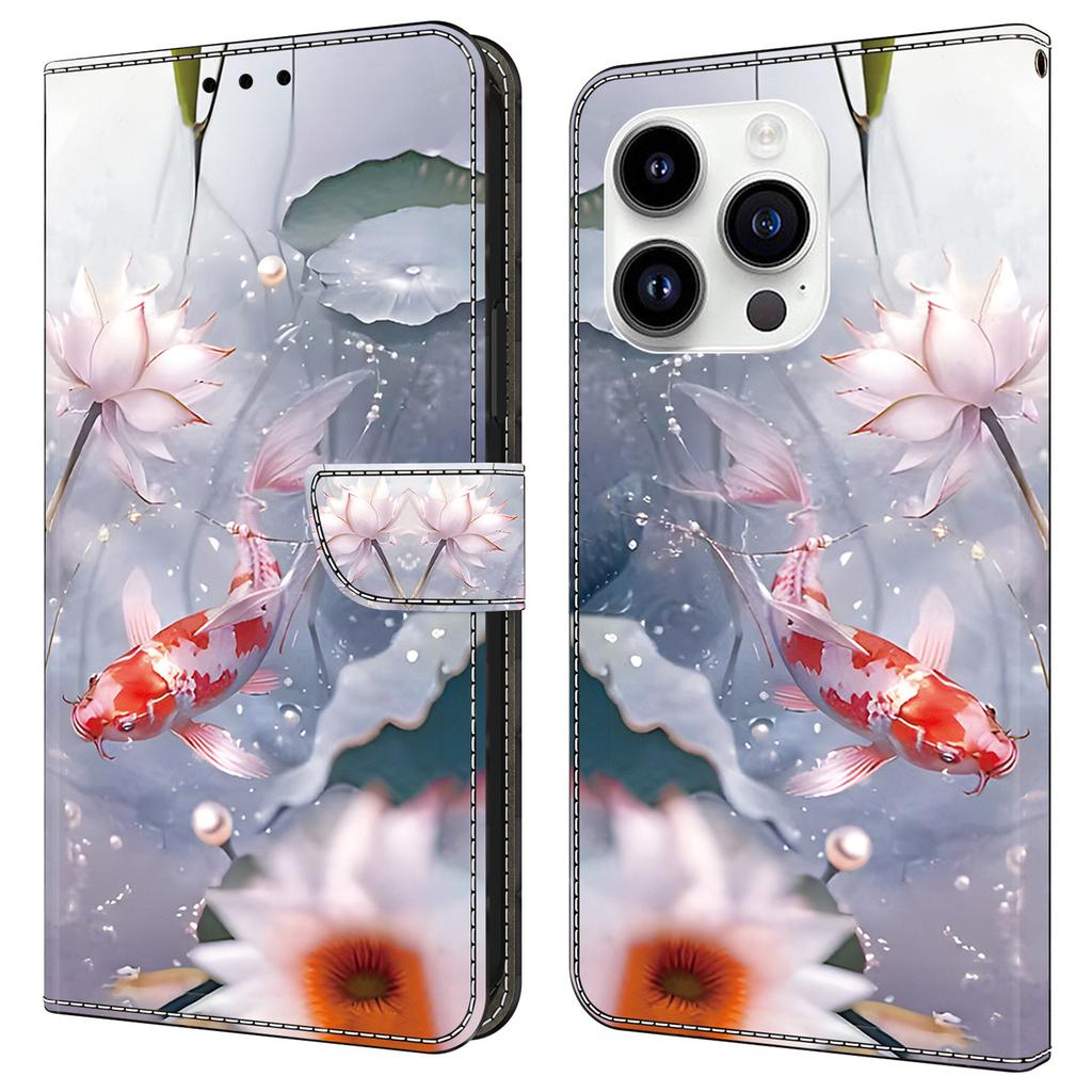 For iPhone 14 Pro Case Pattern PU Leather Flip Phone Cover Wallet