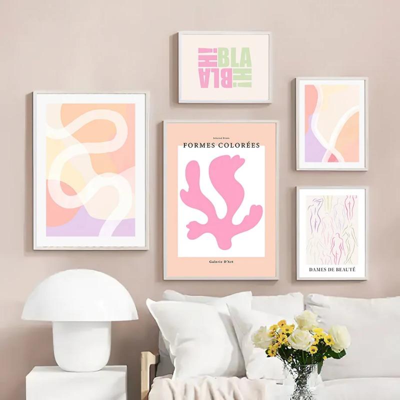 Abstract Line Woman Poster Print Danish Pastel Spring Fresh Flower Market Wall Art Canvas Painting Picture Living Room Decor