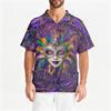 Men's Printing Short Sleeve V-neck Working Blouse Chest Pocket Carer Top