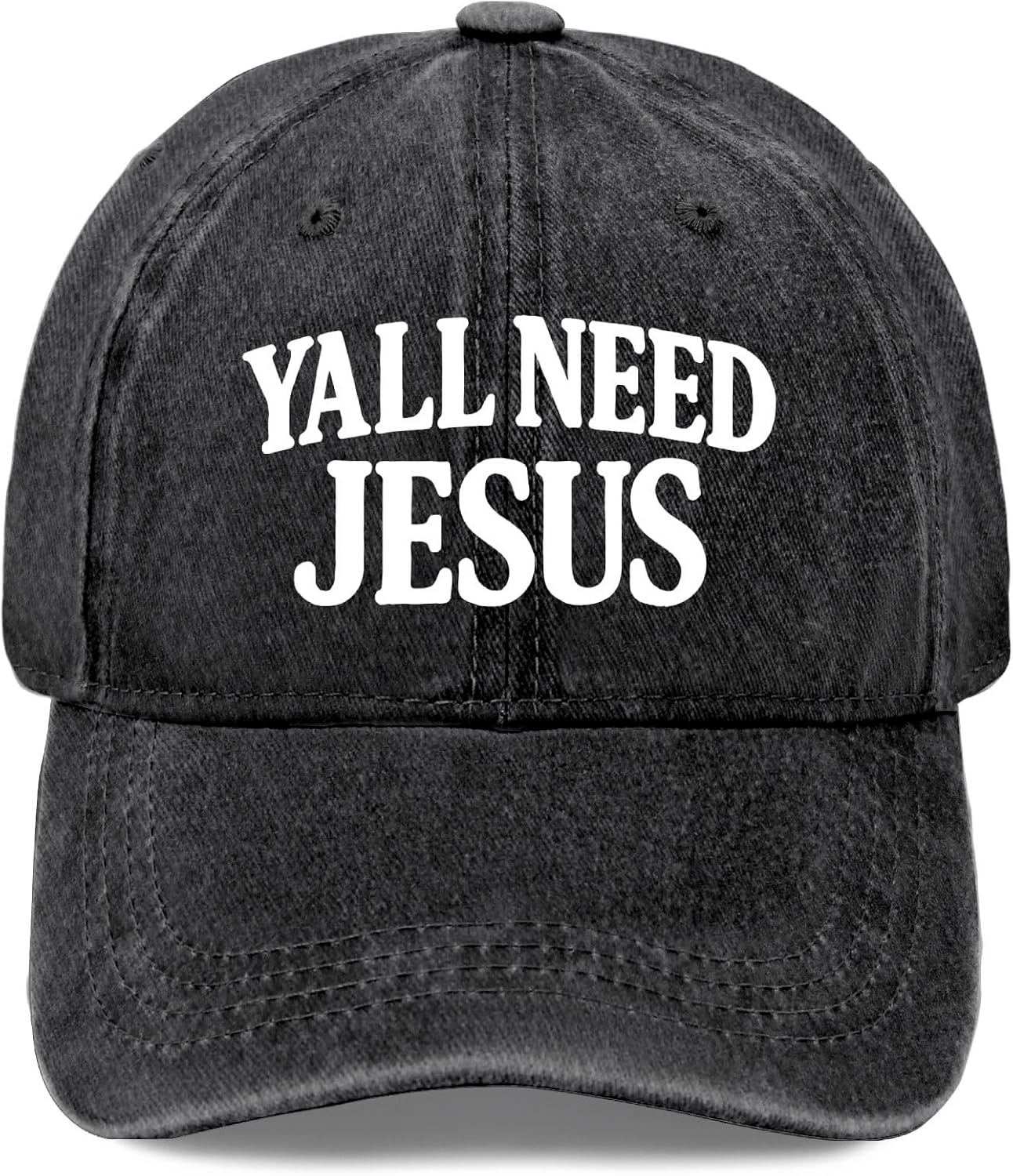 

Yall Need Jesus Baseball Cap Distressed Washed Polyester Christians Religious Outdoor Adjustable Hat One Size чёрный