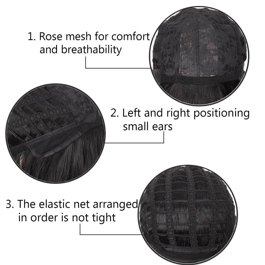 Short Bob Wig With Bangs for Women Synthetic Bob Wigs Black Pink Purple Cosplay Wigs for Party Daily Shoulder Length