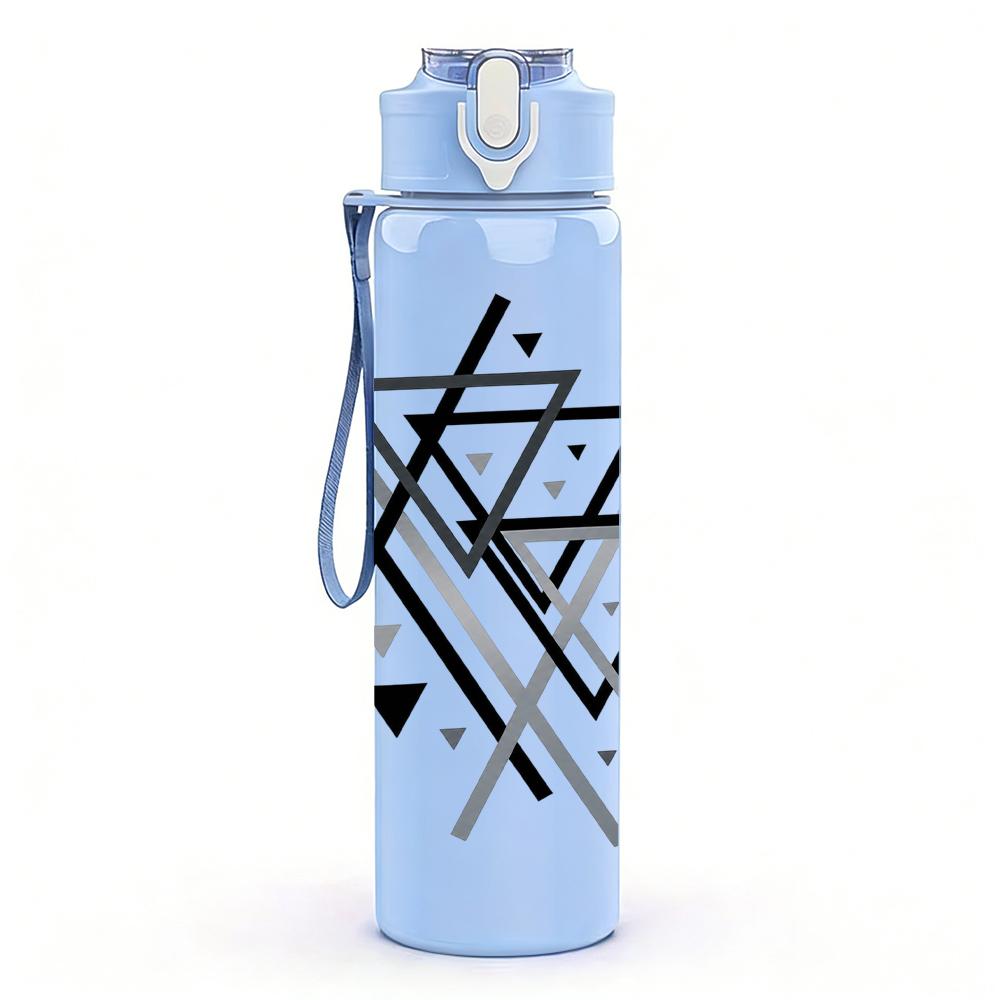 1PC Intersecting Triangle Geometric Shape 750ml Color Plastic Water Bottle Leakproof Flip Straw Lid For Sports Office Home Use
