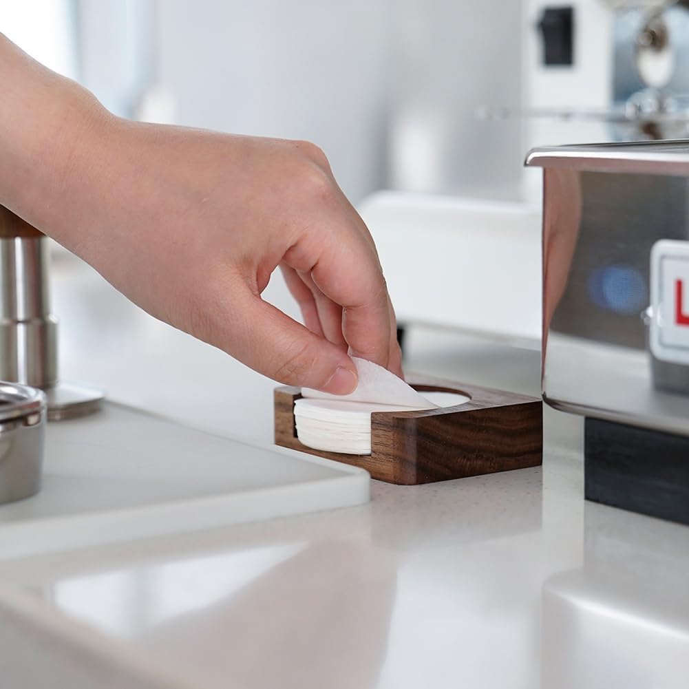 watchget Espresso Paper Filter Coffee Filter Storage Coffee Filter Fits Round Disposable Pack Screen Paper Made of Wood Holder, Container, Dispenser,