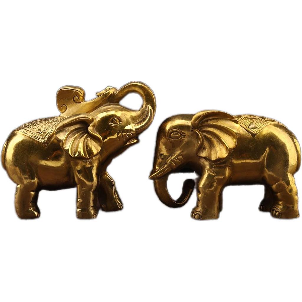 Auspicious Ruyi Copper Elephant Ornament - Lucky Water Absorbing Decor for Home or Housewarming Gift