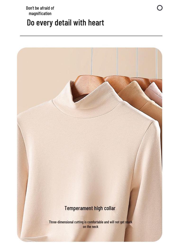 Women's 2025 Warm High-Neck Base Layer Top, Thickened Silk with Lambswool Lining