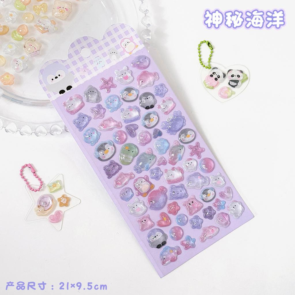 Kawaii 3D Relief Cartoon Droplet Decorative Stickers Fun Collage DIY Handmade Aesthetic Stationery Stickers
