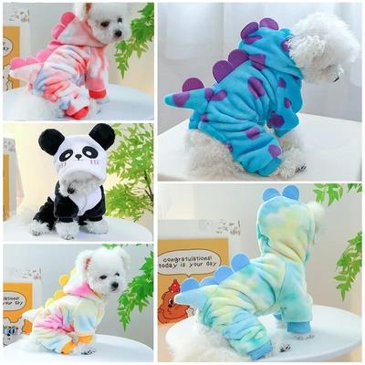 Mono cálido de invierno para perros, linda ropa de dinosaurio para perros pequeños, abrigo para gatos, chaqueta para perros, ropa cálida de invierno, disfraz divertido, ropa para mascotas