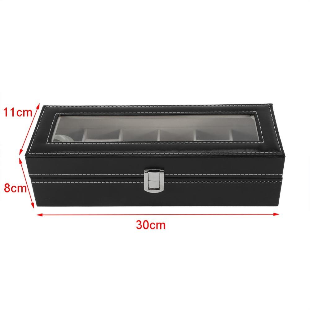 6 Slots Watch Display Case Removable Cushions Watch Collection Case Watch Storage Box  Travel