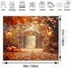Polyester Fall Photography Background with Fall Maple Leaf Pumpkin Design for Thanksgiving Parties Weddings Birthdays