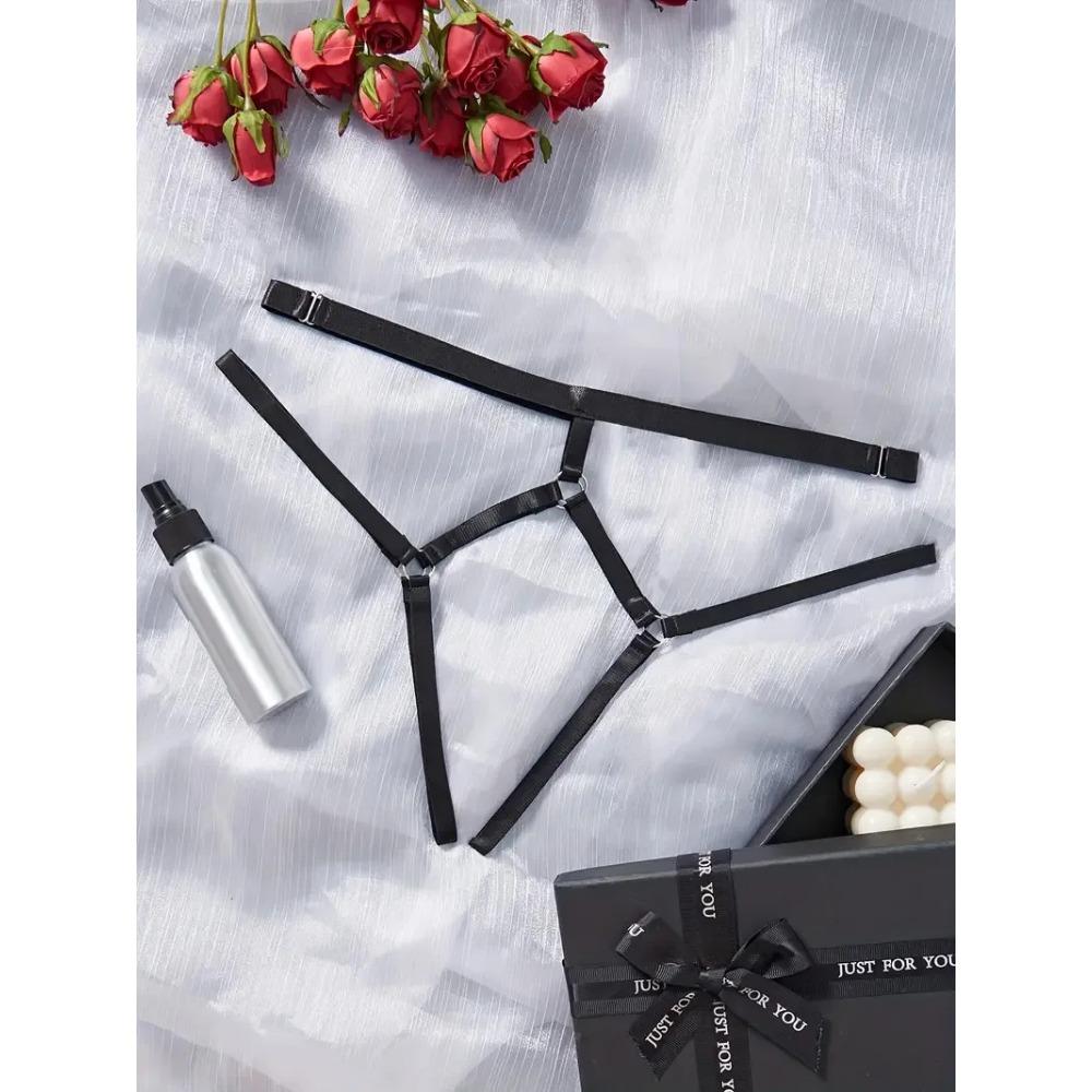 Woman Underwear with Hole Solid Color Low Waist Hollow Out Crotchless Panties Sexy T Pants Elegant Females Open Briefs Shorts