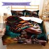 Black Women Pattern Bedding Quilt Set Quilt Cover Pillowcase Home Decoration Gift (1 * duvet cover + 2 * pillowcase, without core)