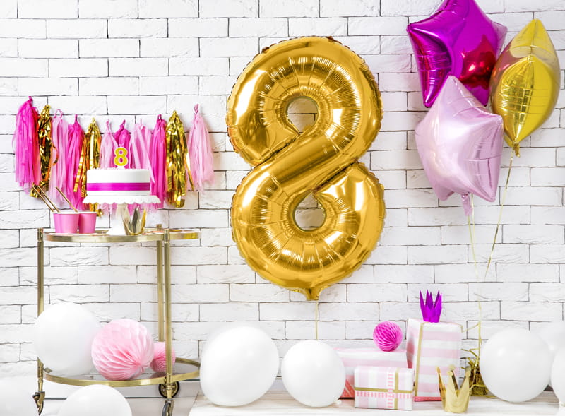 Gold Foil Balloon Number "8" 86 Cm