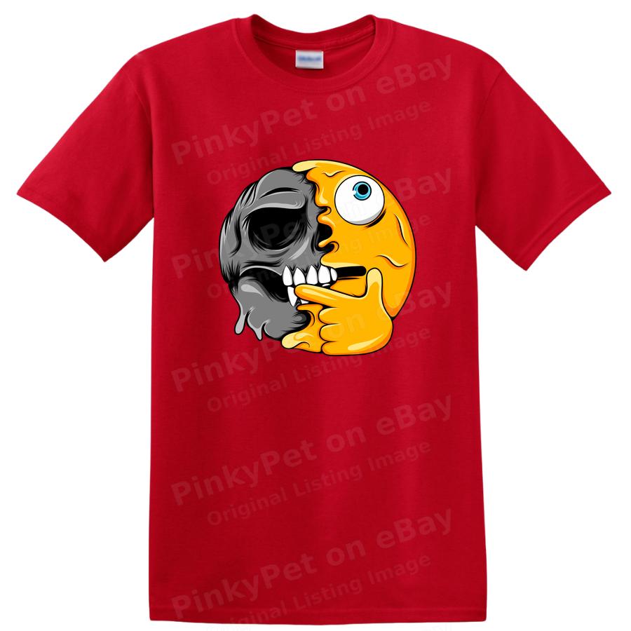Skull and Emoji Funny T Shirt Graphic Art Design for Emojis Lovers Tee