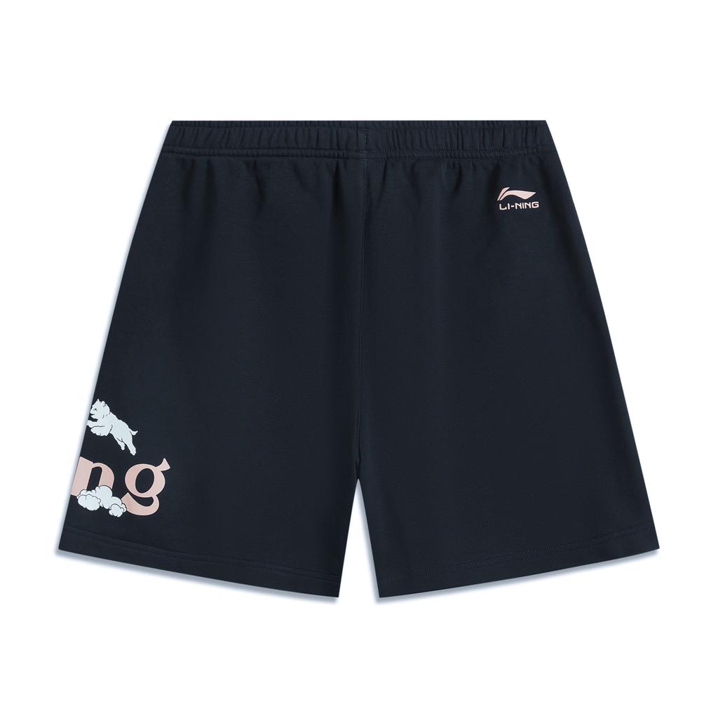 Li Ning Sports Lifestyle Series Breathable Versatile Mid-Rise Casual Shorts Women Shorts Outer-Space-Blue AKSV306-2