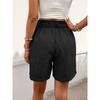 VEZFAA Women's Fashion Casual Solid Color Print High Waist Sport Shorts