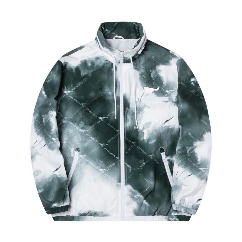

SEPTWOLVES Stand Collar Packable Tie-Dye Logo Print Jacket L