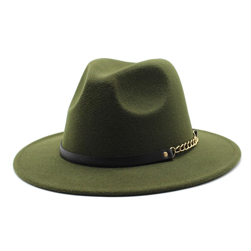 British Style Men And Women Jazz Woolen Hat Big Eave Hat Classic Woolen Hat