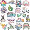 Summer Series Wave Embroidery Cloth Sticker Rainbow Cactus Computer Embroidery Label Cartoon Bus Patch Sticker