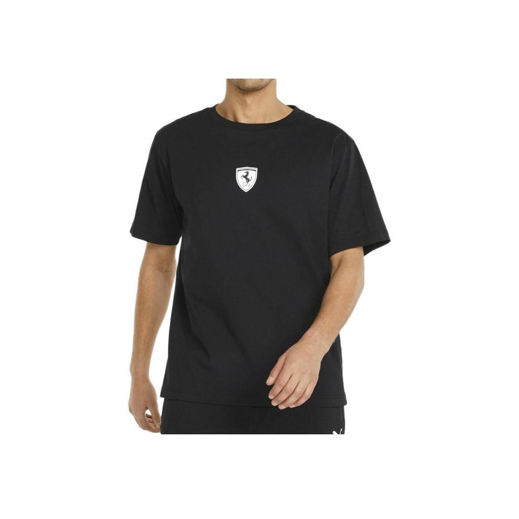 Puma Ferrari Racing Series Bavlněné tričko odvádějící pot prodyšné s kulatým výstřihem a krátkým rukávem Pánské topy Černé 533716-01
