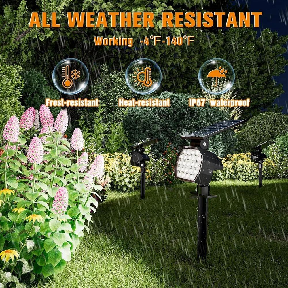 6PCS 23 LED Solar Lights Outdoor IP65 Waterproof Garden Lamp 3 Lighting Modes 2-in-1 for Yard Lawn Walkway Garage Landscape Spotlight