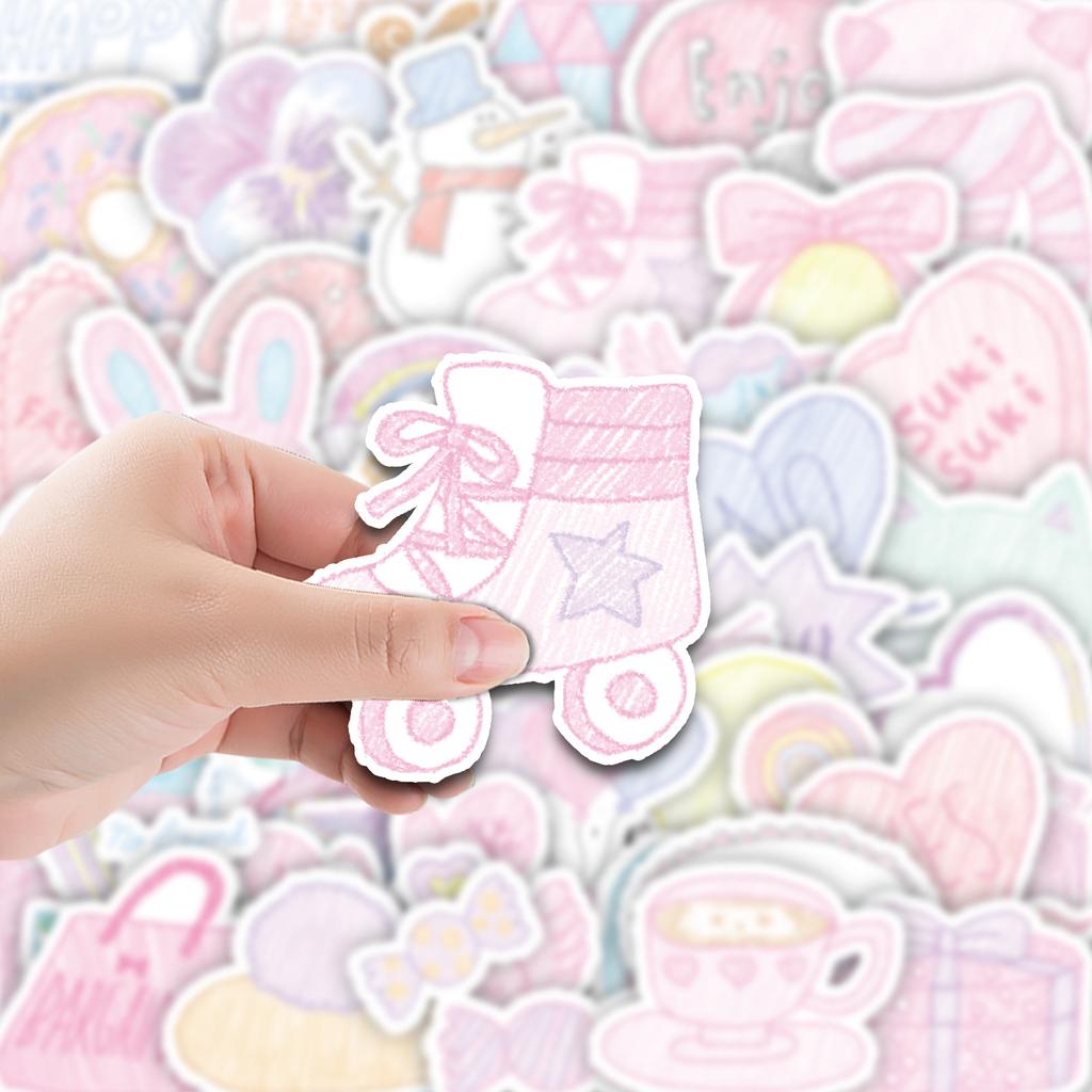 50 Cute Crayon Drawing Graffiti Stickers Suitcase Car Laptop Mobile Phone Waterproof Decorative Stickers