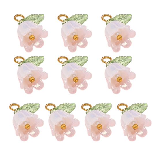 10Pçs Pingente DIY Flor do Vale de Resina com Textura de Simulação Tridimensional