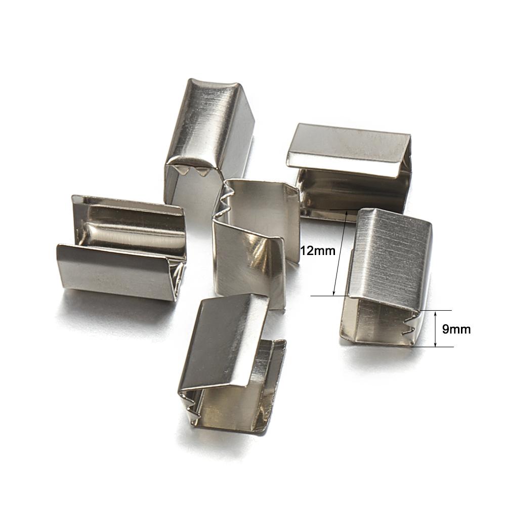 100 Stück Metall-Kordelklammern DIY 5x10mm Befestiger Kordel-Quetschhülse Schnur Lederseil Überfaltklemme für Schmuckherstellung Armbandkomponenten