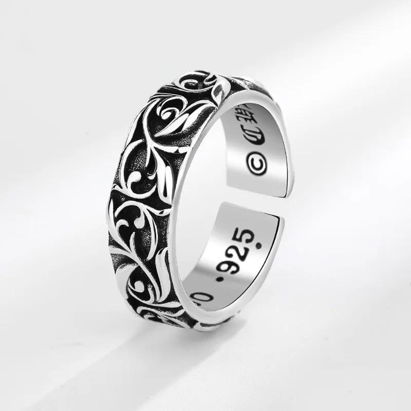 Personality Cross Ring Men and Women Couples Fashion Retro Thai Silver Eternal Vine Ring