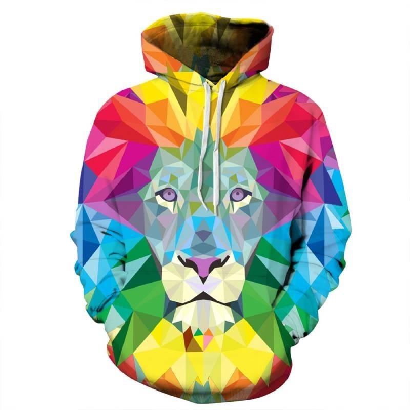 Vibrant Skull Print Digital Pullover Hoodie For Men Comfortable Loose Fit