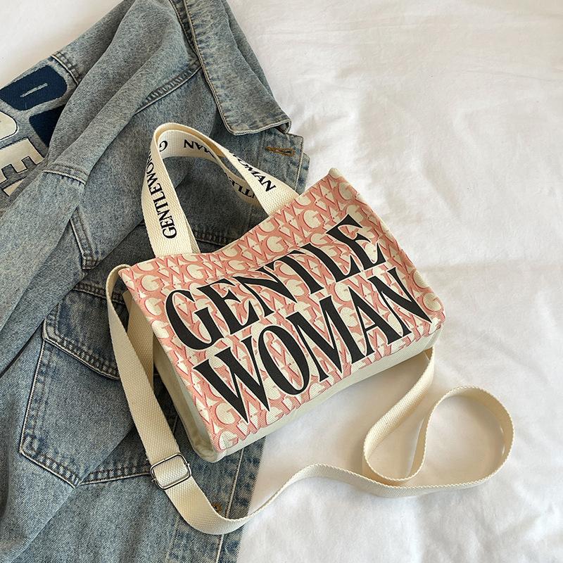 Fashion alphabet canvas shoulder bag 2025 new casual and beautiful foreign style messenger going out portable messenger small square bag