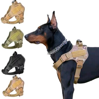 Coleira Tática para Cães Grandes Sem Puxar à Prova de Explosão Resistente Ajustável Grau Militar Treinamento K9 Colete de Passeio